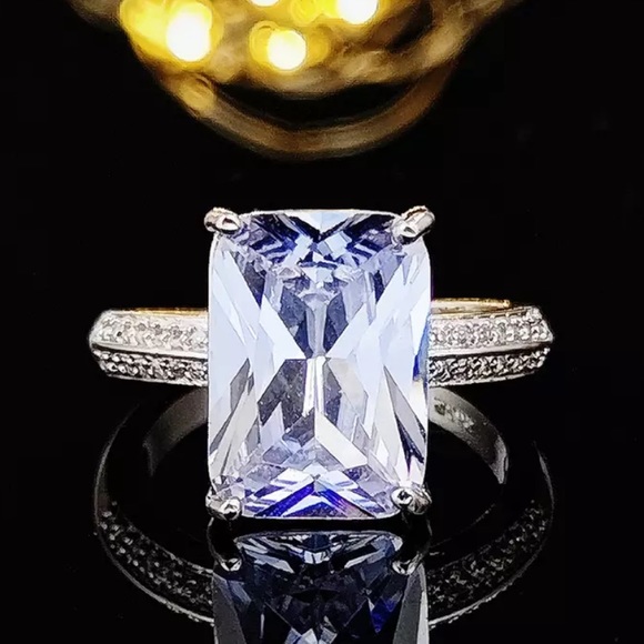 Sterling silver engagement wedding ring - Picture 4 of 4